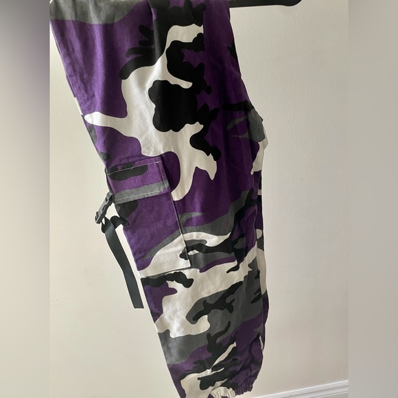 camo printed elastic waist cargo pants - Picture 5 of 7